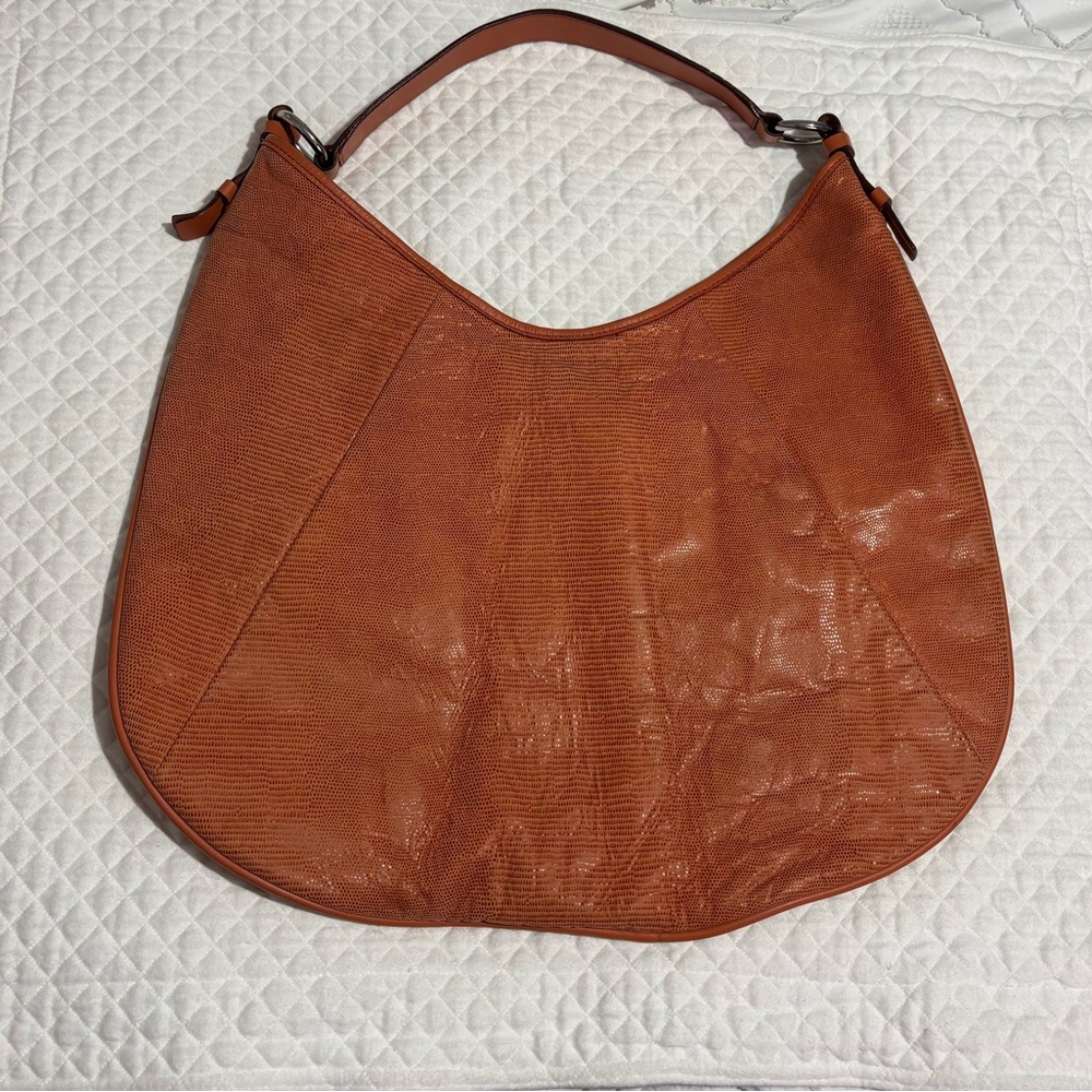 Banana Republic Orange Genuine Leather Hobo/Shoulder Bag 15Lx18W-inches EUC